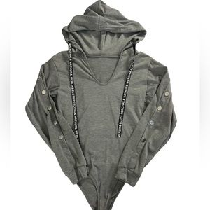 Long sleeve bodysuit with hood